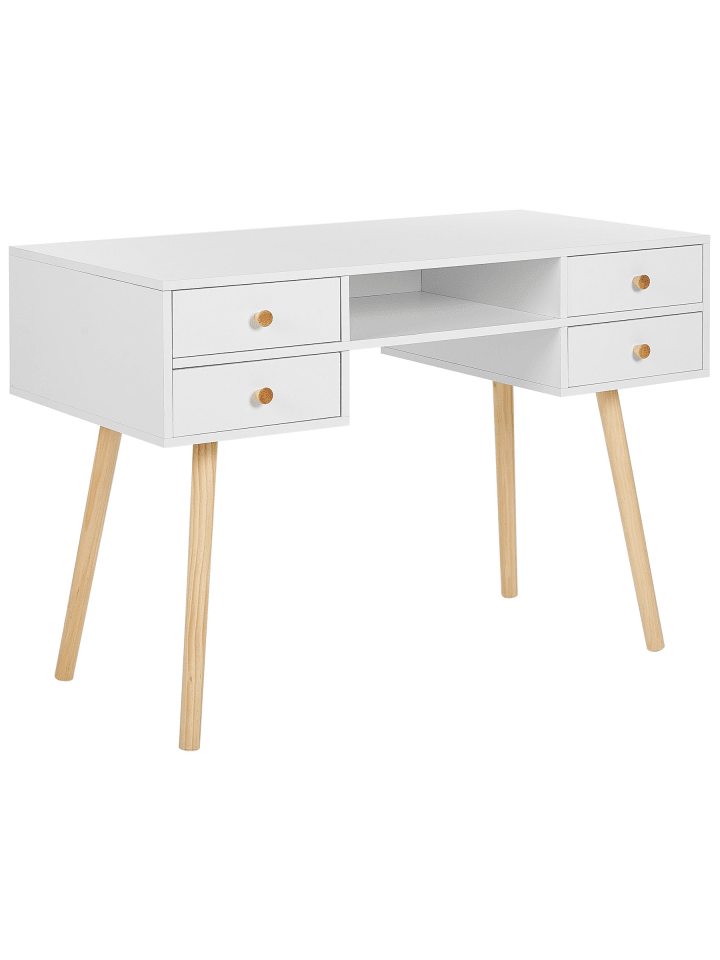 Schreibtisch LEVIN in Weiß/Braun - (W) 110 x (H) 78 x (L) 55 cm