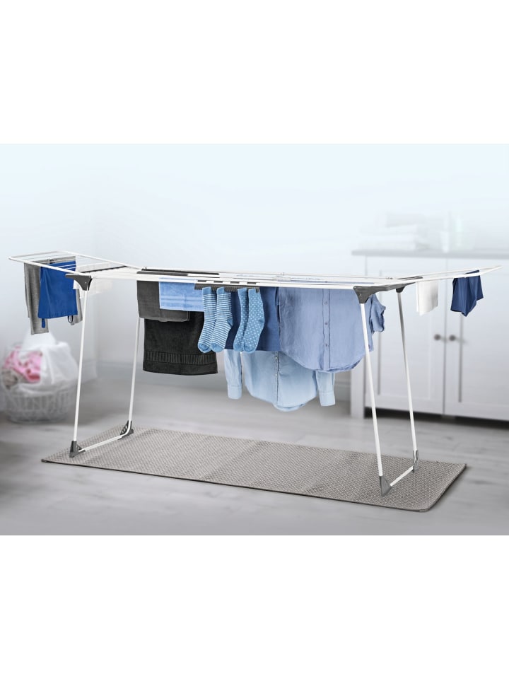 Wäscheständer ausziehbar 201-258x56x100cm weiß/grau Weiß