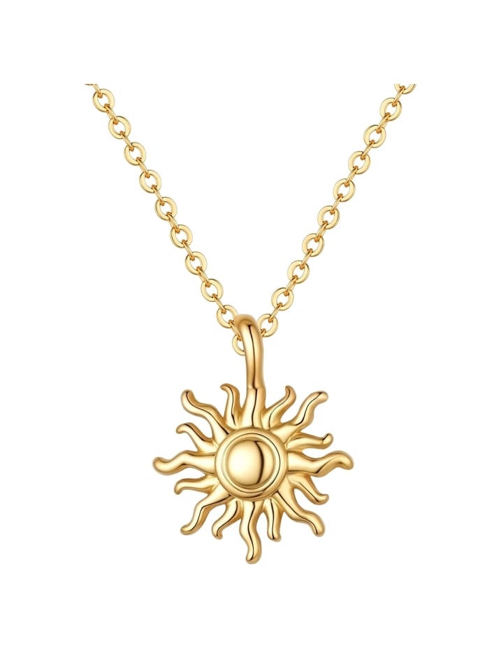 Kette Sonne aus Messing mit Zirkonia in gelbgold