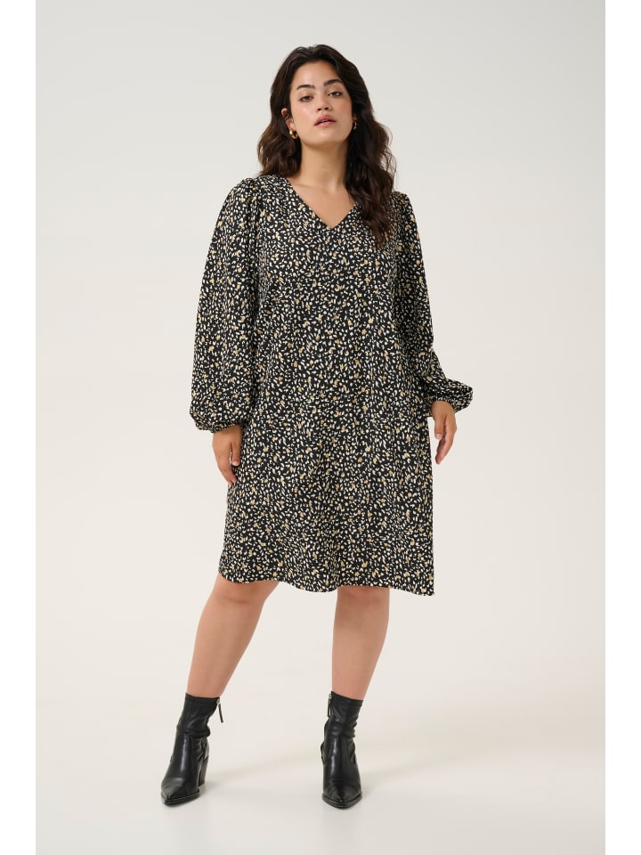Kleid KCmalena A-shape in Black/White/Gold Print