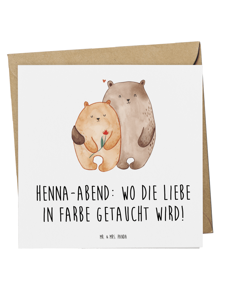 Deluxe Karte Henna-Abend Farbenliebe mit Spruch in Weiß