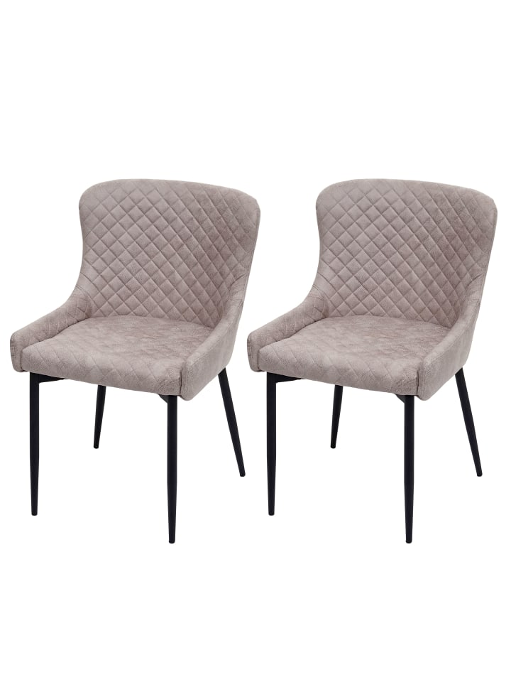 2er-Set Esszimmerstuhl H79 im Shabby-Look, Stoff/Textil grau