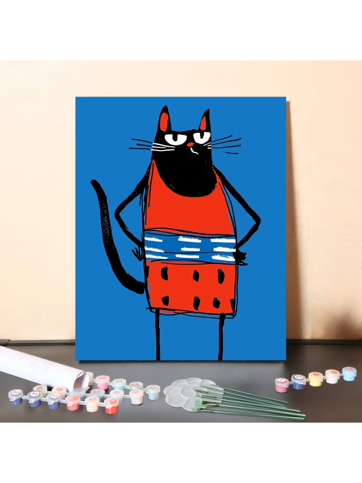 DIY Malen nach Zahlen Set-"Sportliche Katze" 