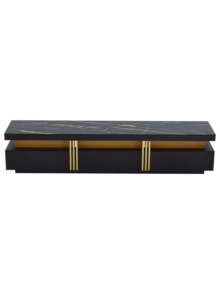 TV Schrank in Schwarz mit 3 Schubladen und Kabelmanagement 200x40x42 cm