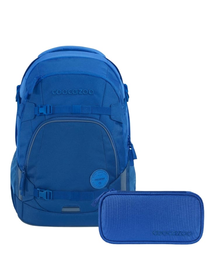 Sac à Dos Scolaire Coocazoo Mate – 30-39L, Bleu All Blue, Avec Poche à Nageoires, Patches, Réglable, Garçon