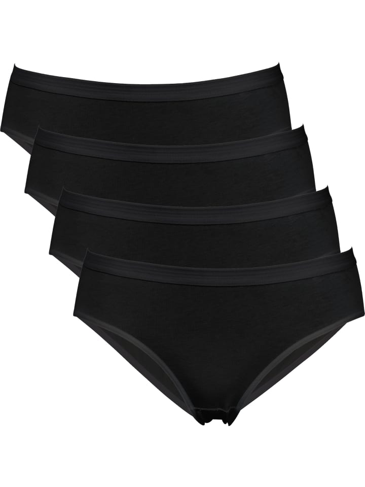 Baumwolle, Single-Jersey Slip 4er-Pack in schwarz