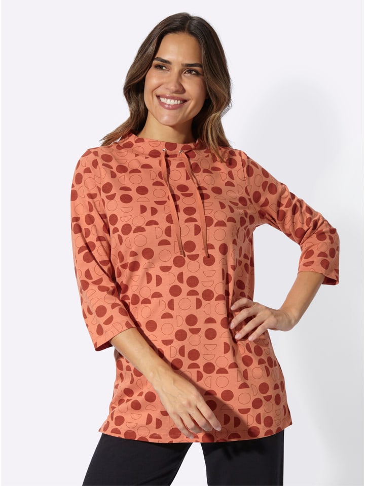 Longshirt in papaya-rostrot-bedruckt