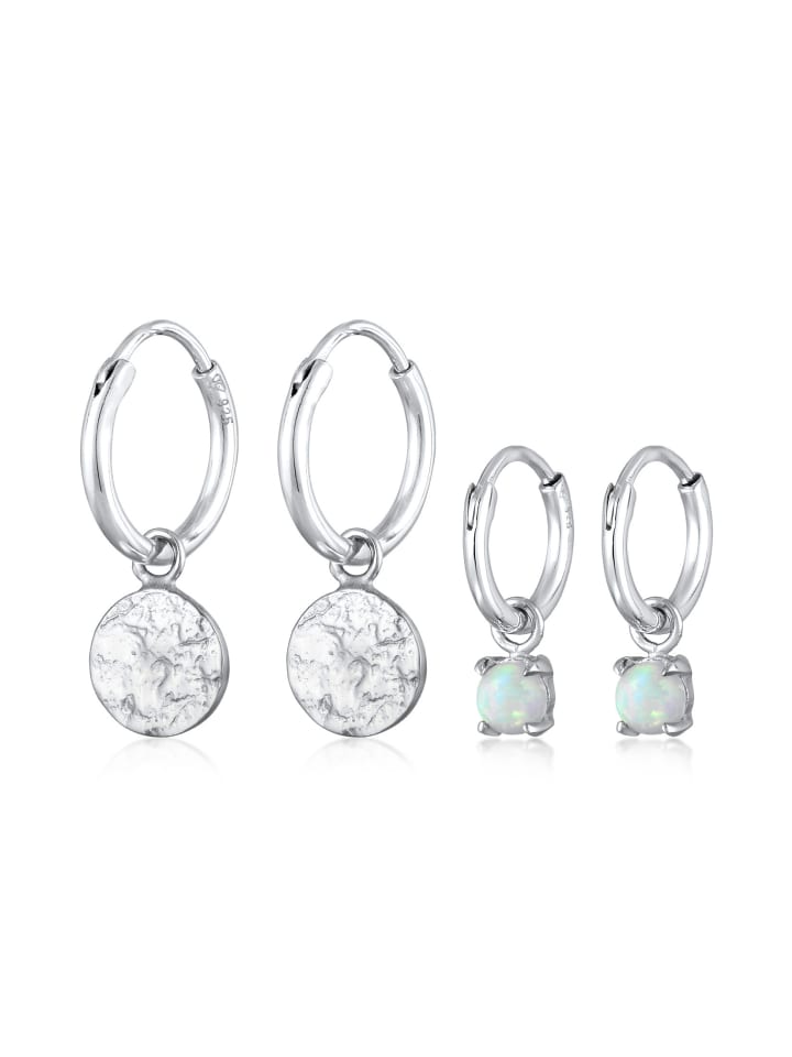 Ohrringe 925 Sterling Silber Plättchen, Schmuckset in Silber