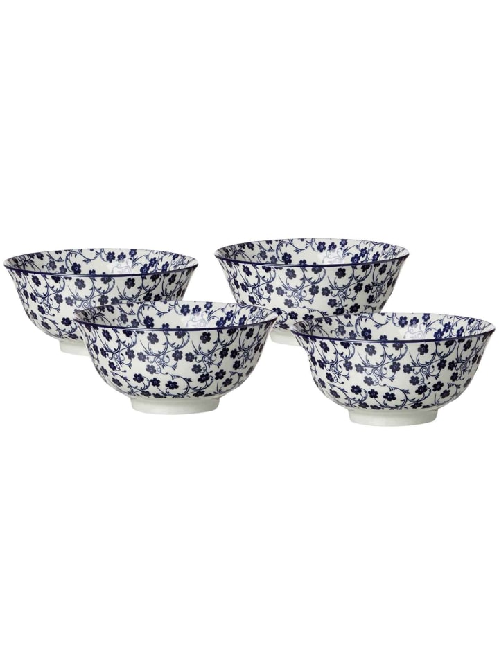 4er Set Müslischalen Royal Sakura in Weiß-Blau ø 15,5 cm