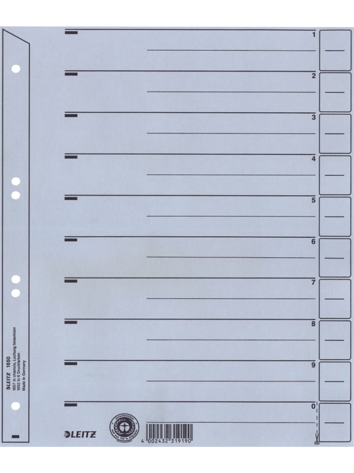 Trennblätter A4 200g/qm grau Packung mit 25 Stück