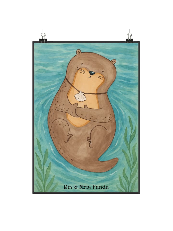Poster Otter Muschel Design ohne Spruch in Weiß