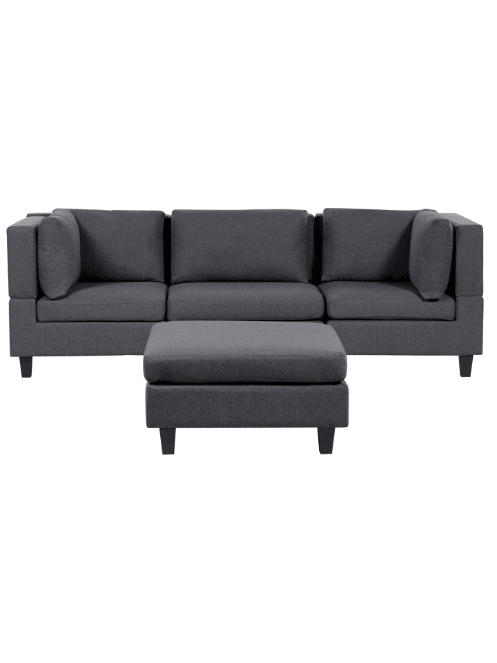 4-tlg 3-Sitzer Sofa UNSTAD in Grau/Schwarz