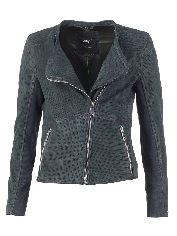 Lederjacke Linden in petrol