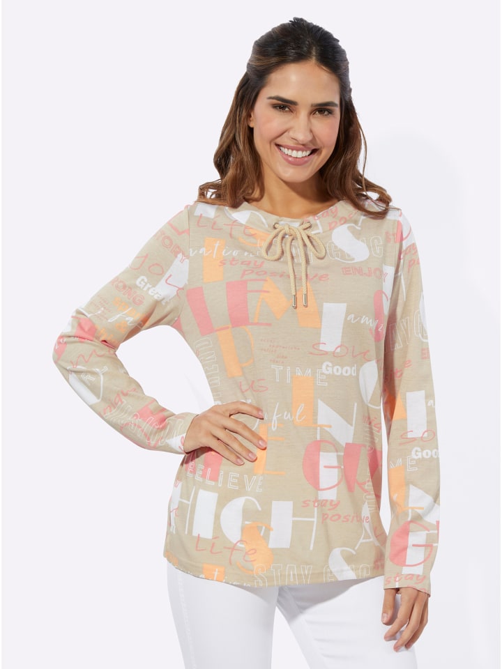 Langarm-Shirt in sand-flamingo-bedruckt