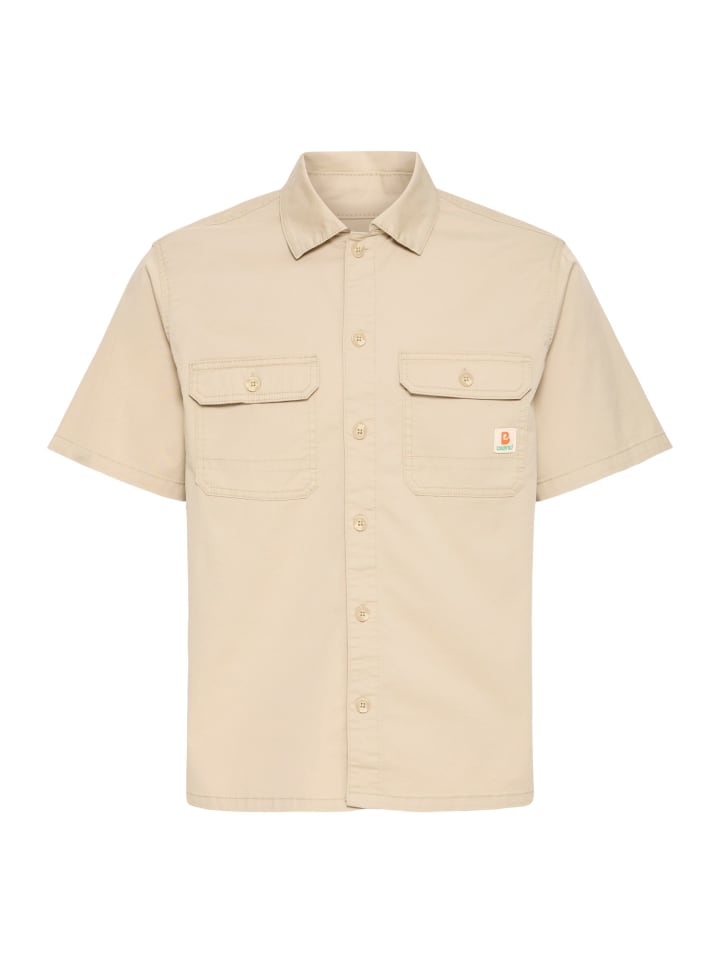 Kurzarm Hemd Knopfleiste Kentkragen Casual in Beige