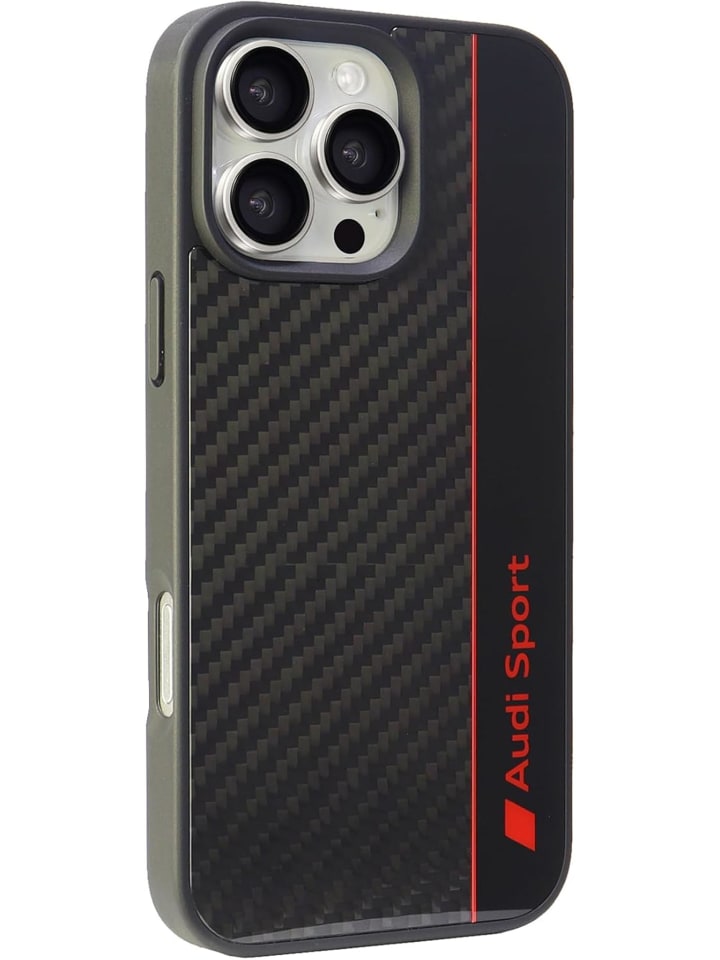 Sport Handyhülle iPhone 16 Pro Max Stoßabsorbierende Hülle schwarz Carbon
