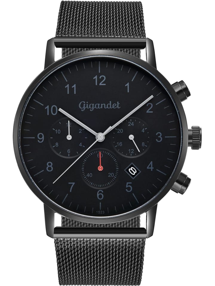 Quarzuhr Dualtime "MINIMALISM II" in Schwarz