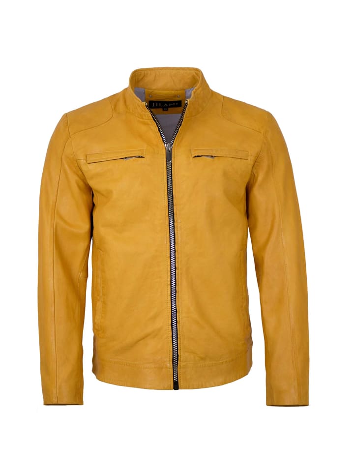 Lederjacke Lammnappa in Gelb