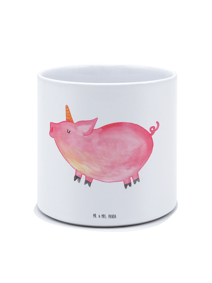 Großer Blumenkübel Einhorn Schwein ohne Spruch in Weiß