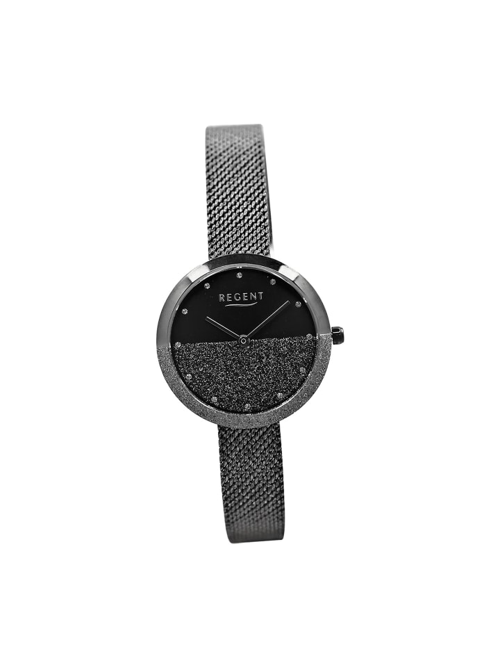 Armbanduhr-Analog schwarz mittel (ca. 32mm) Regent Metallarmband
