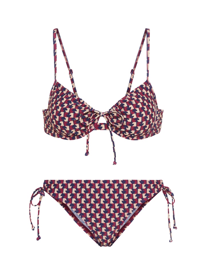 Bügel-Bikini in bordeaux bedruckt