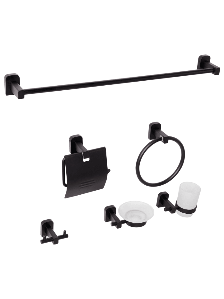 8-tlg Badaccessoires Set POCONE in Schwarz
