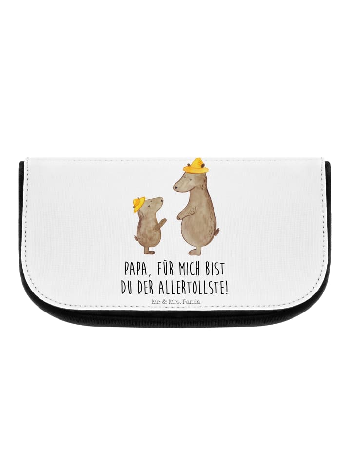 Kosmetiktasche Bären mit Hut mit Spruch in Weiß