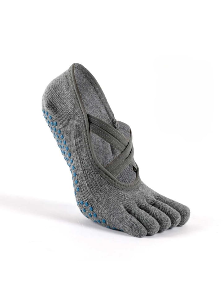 Yoga-Zehensocken mit Doppelkreuz in Hellgrau