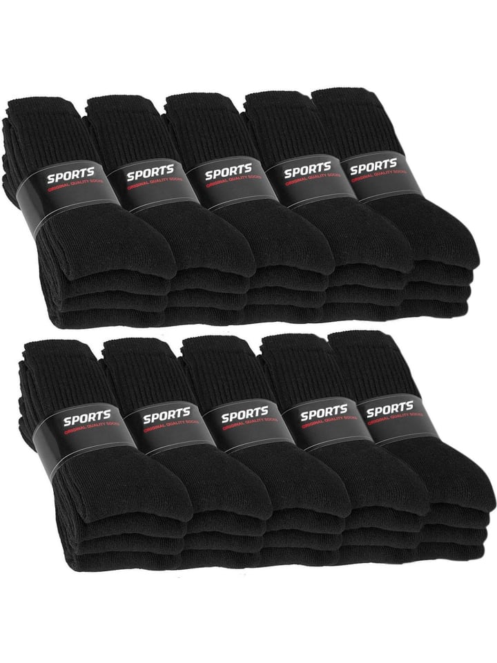 20 Paar Tennis-Socken in Schwarz