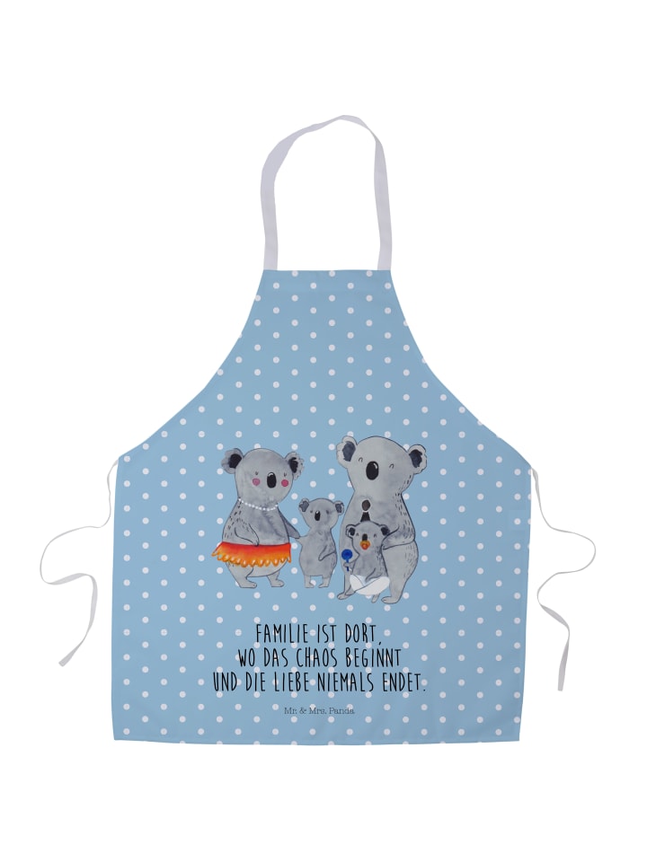 Schürze Koala Familie mit Spruch in Blau Pastell