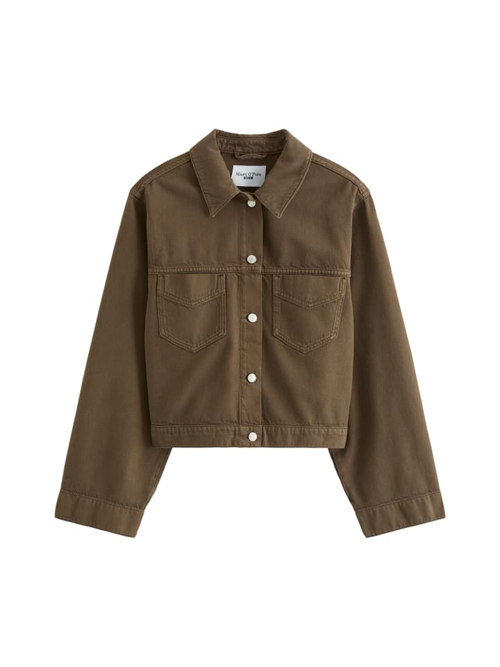 Oversize-Jeansjacke cropped in Hazelnut Brown