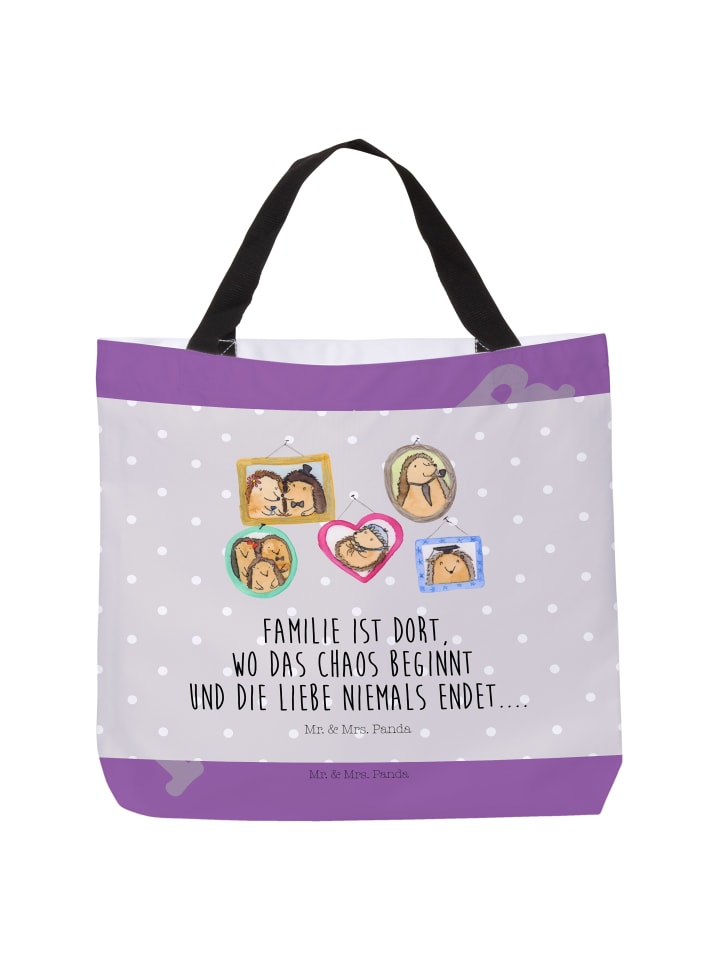 Shopper Igel Familie mit Spruch in Grau Pastell