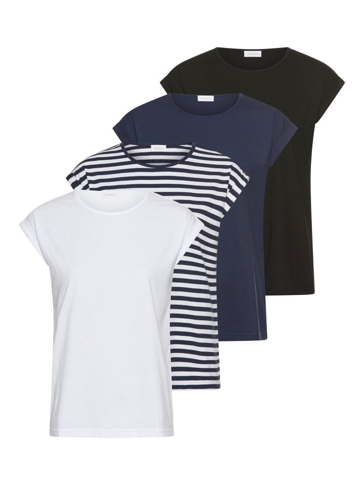 T-Shirt in marine + gestreift