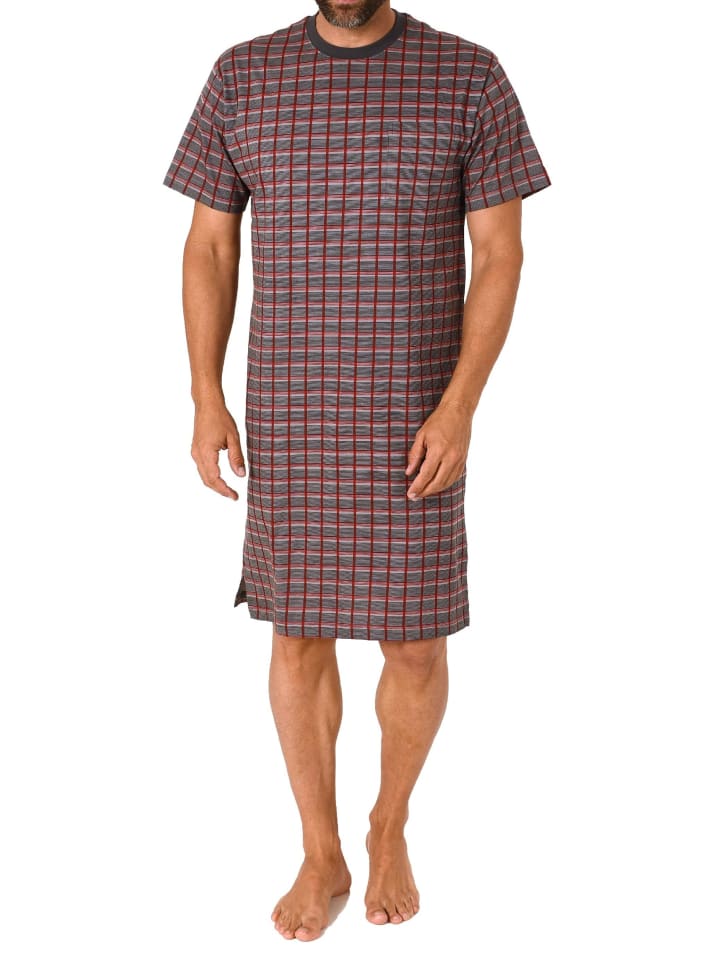 kurzarm Nachthemd Karo - 72246 in rot