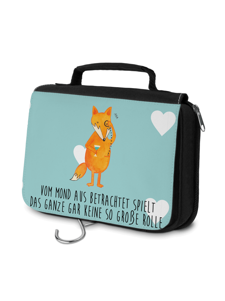 Kosmetiktasche Fuchs Lord mit Spruch in Türkis Pastell