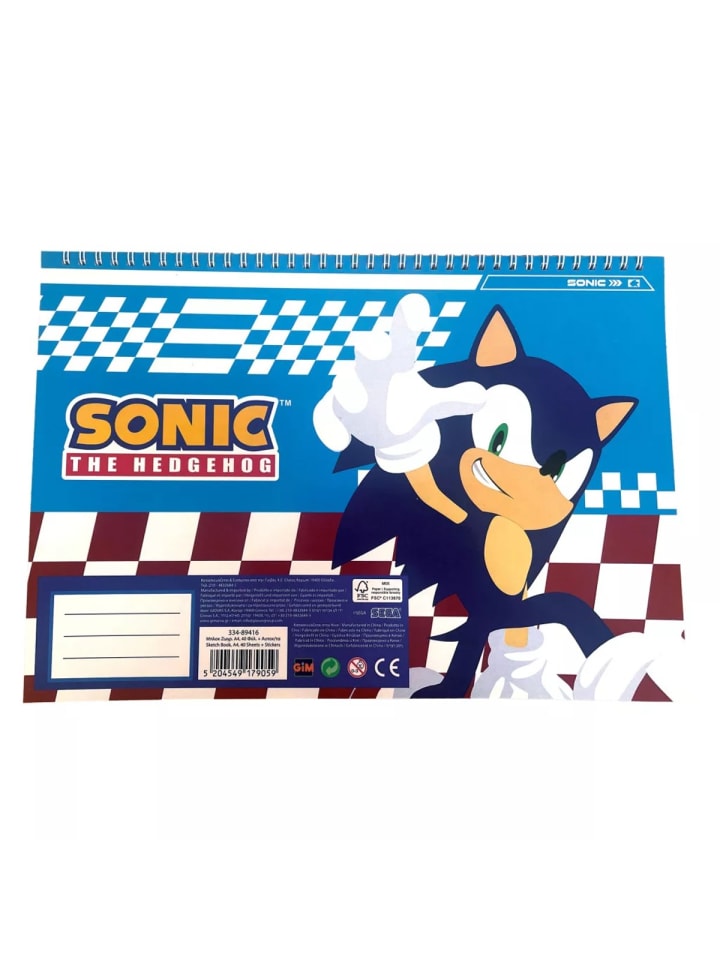 Sonic the Hedgehog Speedy A/4 Spiral-Skizzenbuch mit 40 Blatt und