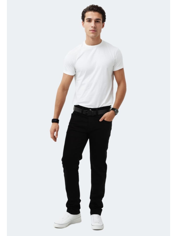 Indicode Ingianluca Herren Jeans Hose B796 in Schwarz