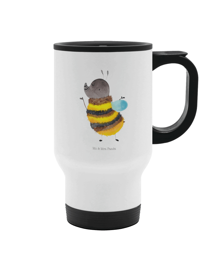 Thermosbecher Hummel flauschig ohne Spruch in Weiß
