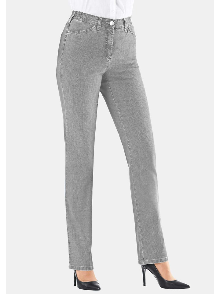 Kurzgröße:  Denimhose mit Stretchkomfort in hellgrau