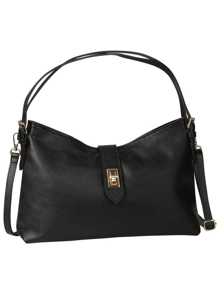 Leder Schultertasche Toscanto Tasche schwarz ca. 37cm