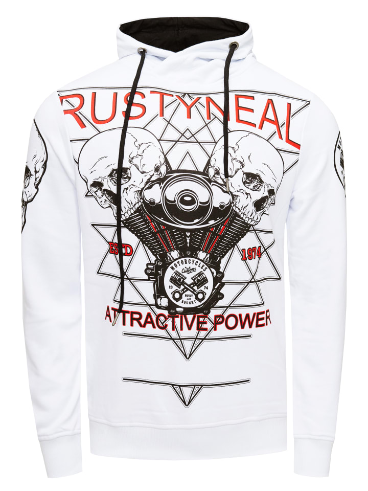 Sweatshirt mit Rocker-Print in Weiß