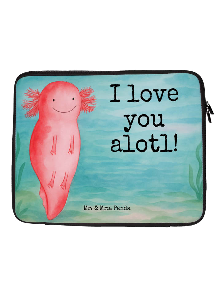 Laptoptasche Axolotl Liebe Design mit Spruch in Weiß
