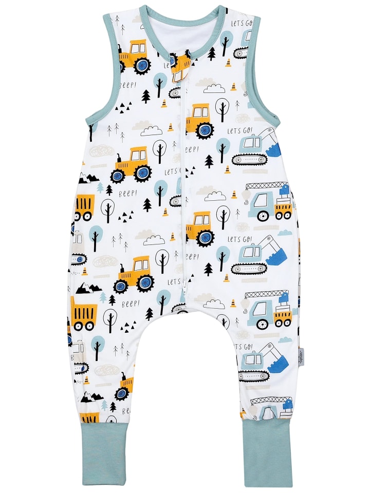 Babyschlafsack mit Beinen Unwattiert in weiß Modell 6