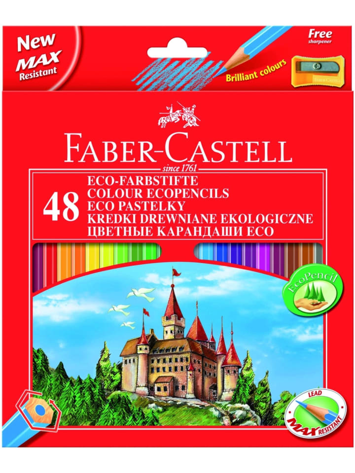 Farbstifte Castle 48er Etui mit Spitzer farbig sortiert