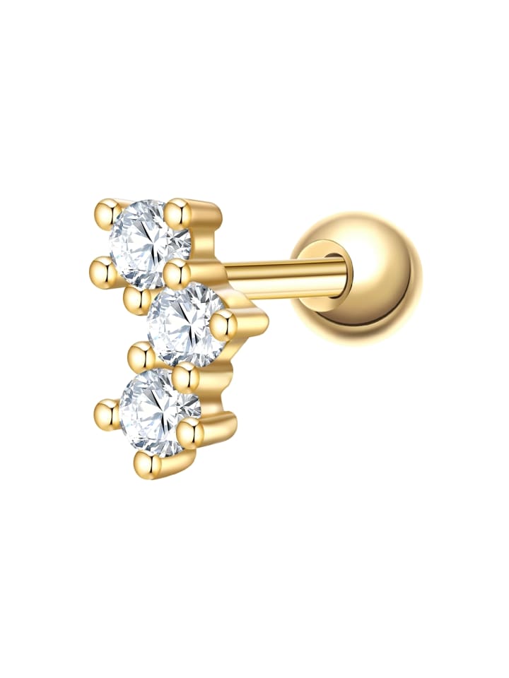 Piercing aus Sterling Silber mit Zirkonia in gelbgold