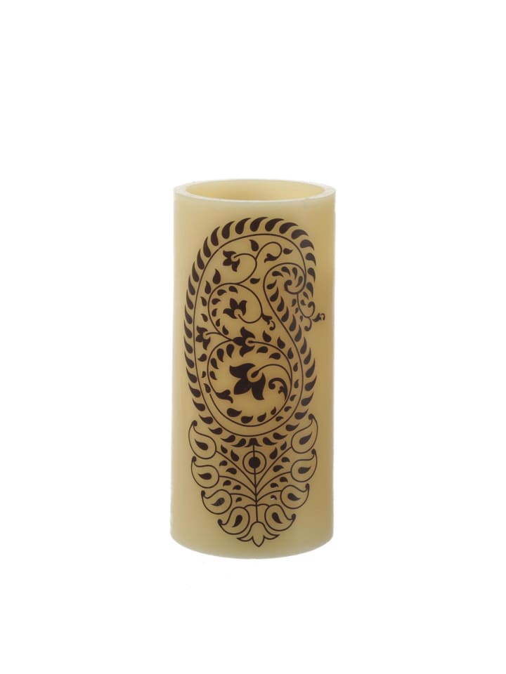 XXL LED Kerze Ornament Echtwachs flackernd in creme - H: 25cm