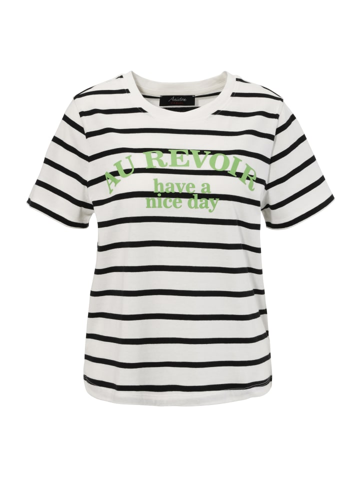 T-Shirt in offweiß-schwarz