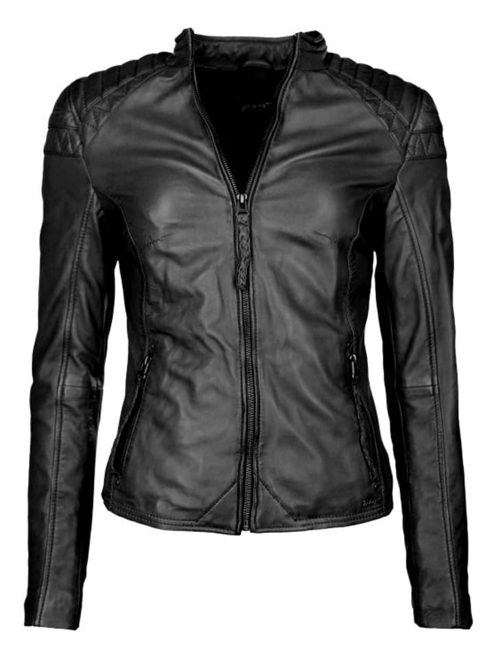 Lederjacke Brightwater in schwarz