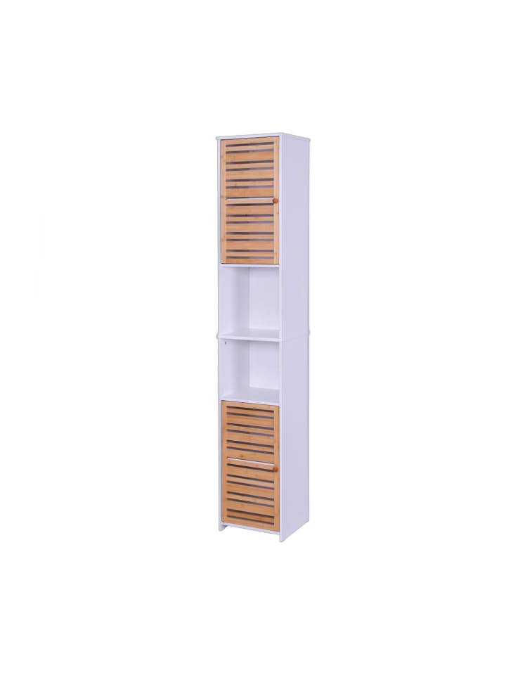 Badezimmerschrank in Weiß/ Natur - (B)34 x (H)190 x (T)29 cm