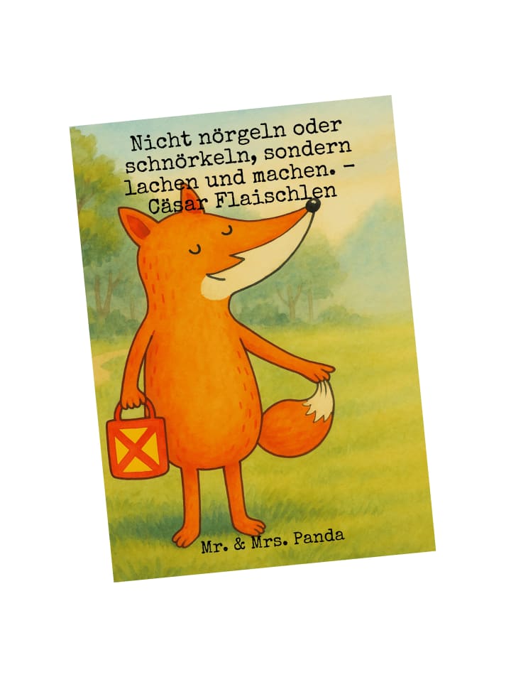 Ansichtskarte Fuchs Laterne Design mit Spruch in Weiß